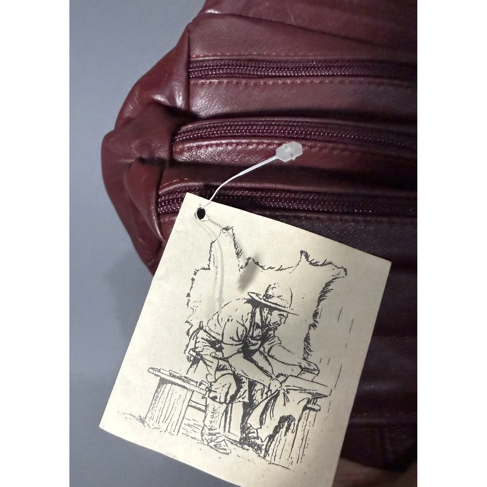 Hazelwood Women's Burgandy Genuine Leather Boho Shoulder Purse - NWT